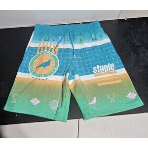 New Men's Staple Princeton AOP Athletic Sweatshort Aqua  Size LARGE